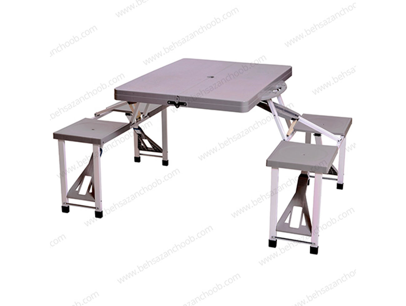 میز و صندلی چهار نفره تاشو رنگ طوسی A008